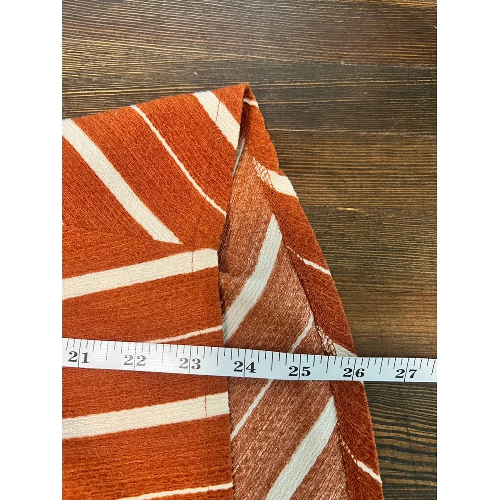 Anthropologie Rust‎ Orange White Striped Off the Shoulder Puff Sleeve Top Large